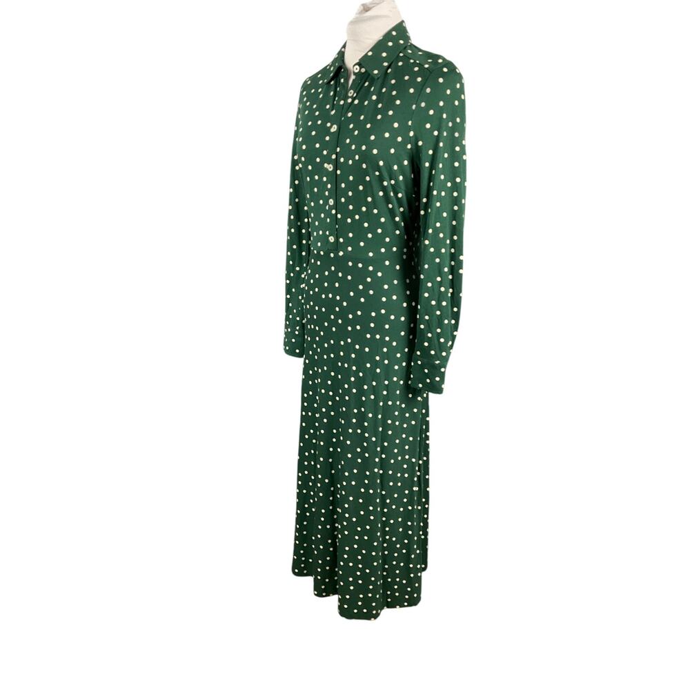 BODEN Dress Laura Jersey Knit Midi Dk Green Polka Dot sz 6 Long Tall Modern Prep - Picture 8 of 14